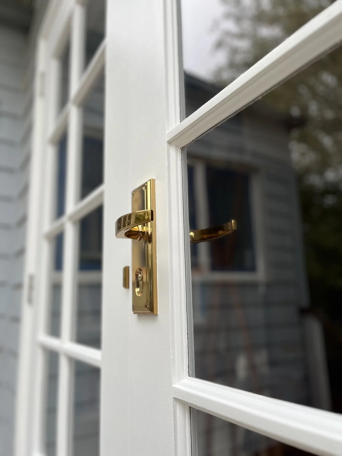 Freshly painted white timber door in Dural