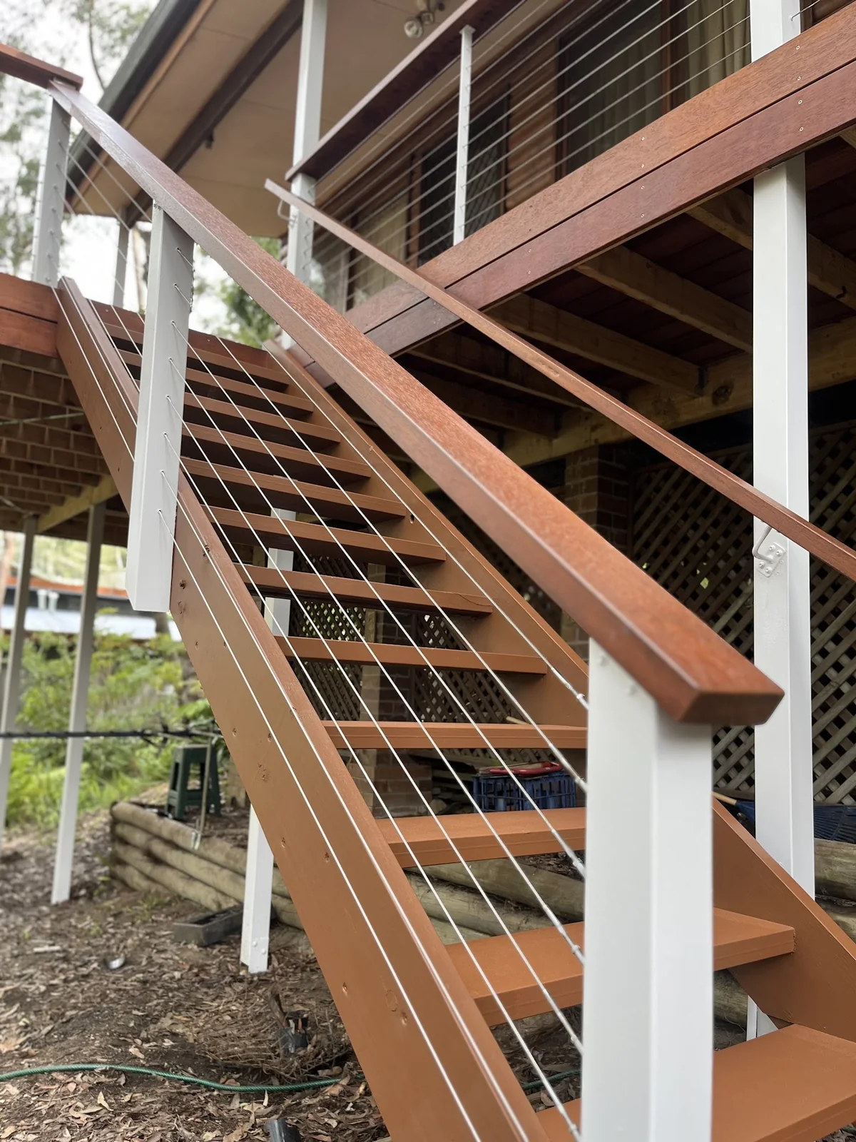 Repainted exterior timber staircase in Western Sydney